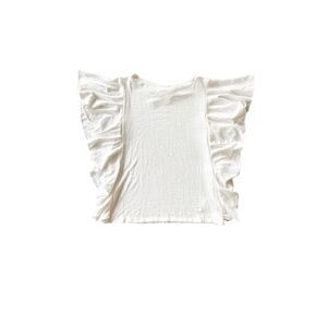 Gap White Flutter Ruffle Side Short Sleeve Knit Shirt NWT Size Extra Small